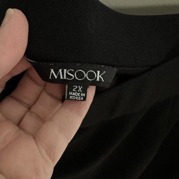 MISOOK wide leg pants elastic waist pull on knit stretchy dress black plus 2X - Picture 8 of 9